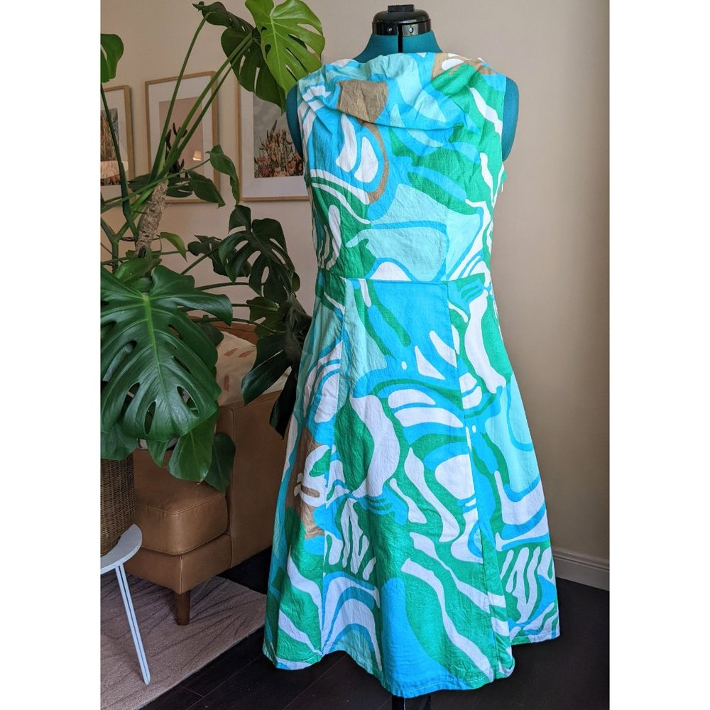 Merona Collection Turquoise/Green/White Cotton Dress - Size 8